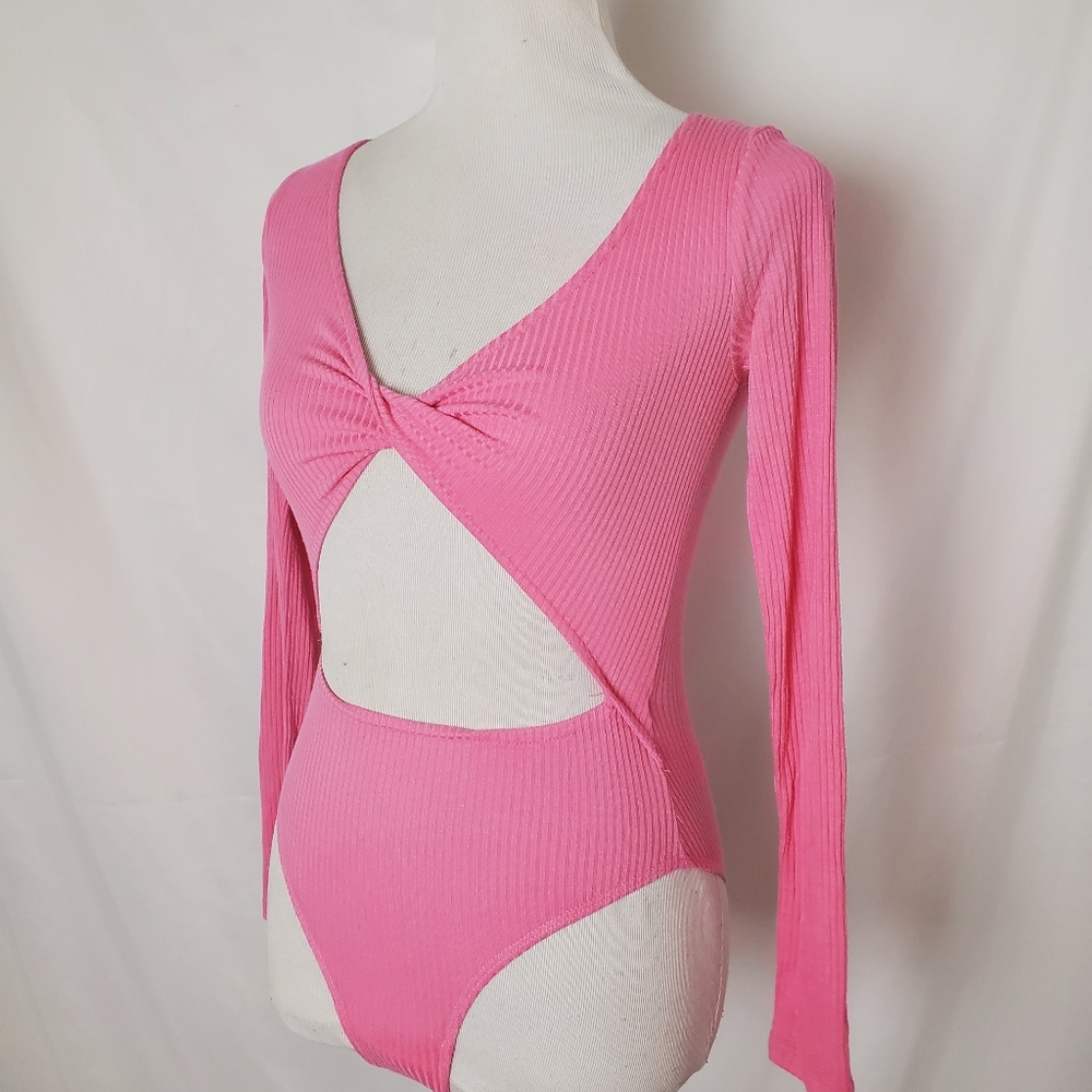 Forever 21 retro style Barbie Pink cutout body suit